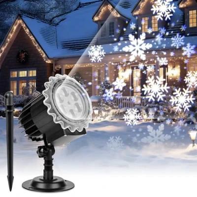 Image de ZWOOS projecteur de flocon neige d&#039;extérieur, 9 W super lumineux, lampe projection nuit, lumières Noël LED étanches pour Noël, Halloween, mariage