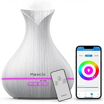 Image de Diffuseur d&#039;Huiles Essentielles WiFi, Maxcio Humidificateur d&#039;air Compatible avec Alexa/Google Home, Smart Télécommande Parfum Electrique RGB Colorées, Timer et Contrôle à Distance sur l’APP