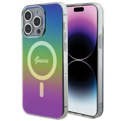 Image de Étui Guess pour iPhone 15 Pro 6.1 noir étui rigide IML Iridescent MagSafe Neuf