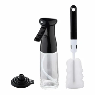 Image de MasterPRO Goodies 3 pièces Set Bottles/Huile/Vinaigre pulvérisateur/citron de 200 ml + entonnoir en silicone Fabriqué dans un verre très bon Huile couverture