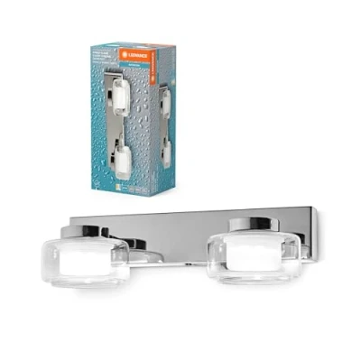 Image de LEDVANCE ORBIS Flame Wand und Deckenleuchte mit LED, Chrom, 11W, 700lm, 3000/4000K, Farbtemperatur über Wandschalter einstellbar (kaltweiß/warmweiß), IP44 Schutz vor Fremdkörpern Spritzwasser
