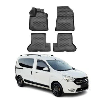Image de Tapis de Sol Compatible avec Dacia Dokker 2012 2024 Caoutchouc TPE Noir