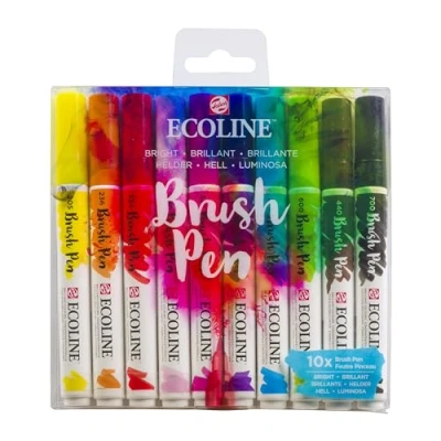 Image de Ecoline Brush Pen Set de 10 Marqueurs pointe feutre Teintes brillant à dégrader pour lettering, dessin &amp; journaling