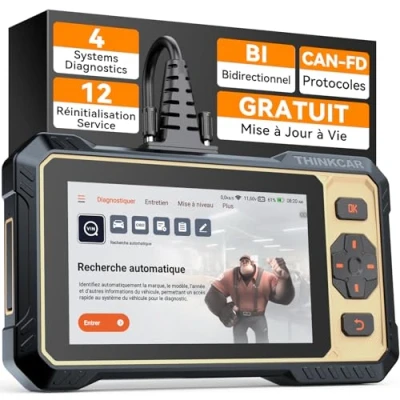 Image de THINKCAR Valise Diagnostic Auto ThinkScan 662,Tests Actifs Bidirectionnels,4 Systèmes ABS SRS Transmission Moteur, 12 Réinitialisations Huile/Frein/SAS/DPF/ABS/BMS/Inject etc. Mise à Jour Gratuite