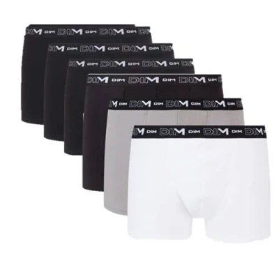 Image de DIM Boxer Homme Coton Stretch Respirant Maintien Optimal x6, Noir/Gris/Blanc/Noir/Noir/Noir, XL