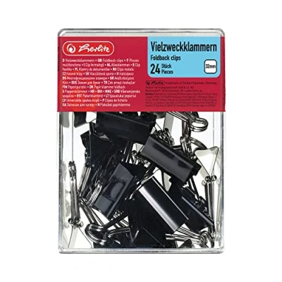 Image de Herlitz 10411155 Boîte de 24 pinces multi fonctions 32 mm (Noir) (Import Allemagne)