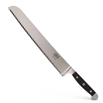 Image de GÜDE Solingen Couteau à pain pour gauchers forgé, 32 cm, POM black, ALPHA double mitre, fabriqué la main en Allemagne