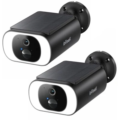 Image de ieGeek 2K Camera Surveillance WiFi Exterieure sans Fil Solaire IP66 Exterieur Batterie, Panneau Integree, Vision Nocturne Couleur,PIR Détection S1 (Noir 2)
