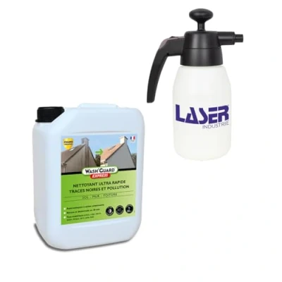 Image de Guard Industrie Wash&#039;Guard Express Nettoyant Hyperactif, Ultra Rapide, en 15 Minutes Fabrication Française Bidon 5 L Traite 30 m2 + Pulvérisateur basse pression