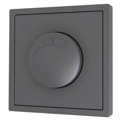Image de variateur LED encastré Peu profond UP + cadre pour transformateurs électroniques bouton poussoir marche/arrêt, à mémoire 250V/300W adapté aux ampoules LED, anthracite