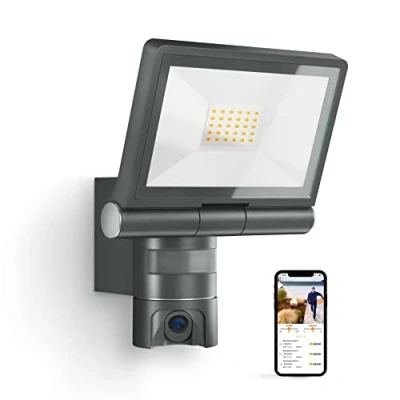 Image de Steinel Projecteur LED extérieur avec caméra de surveillance XLED CAM 1 SC, interphone, détecteur mouvement infrarouge 180, 21 W
