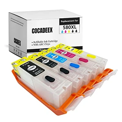 Image de COCADEEX Remplacement de la Cartouche d&#039;encre Rechargeable pour Canon PGI 580XXL CLI 581XXL, imprimante Pixma TS6150 TS6151 TS6250 TS6251 TS6350 TS6351 TS705 TR7550 TR8550 TS9550 TS9551C