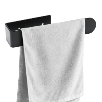 Image de BillyBath Porte Serviette Salle de Bain Noir, Serviettes Murale Adhesif sans Perçage ou Installation, Torchon Autocollant Support Cuisine (20 cm)