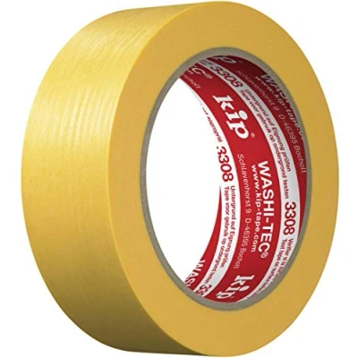 Image de kip WASHI TEC Ruban adhésif crêpé doré 36 mm x 50 m très fin pour l&#039;intérieur et l&#039;extérieur Bords tranchants sans bavure Haute adhérence