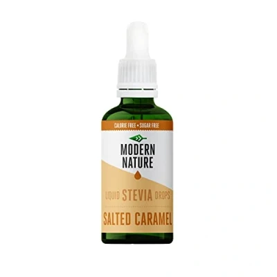 Image de Modern Nature Gouttes de Stevia Liquide Saveur Caramel Salé Zero Calories et Sans Sucre Keto Vegan Diet Flavour Drops pour le Cafe, Protéines, Yogourt Edulcorant 50ml