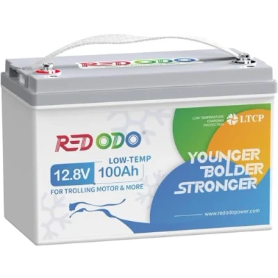 Image de Redodo Batterie Lithium 12V 100Ah,Batterie LiFePO4 Avec 100A BMS Protection Basse Température et 4000 15000 Cycles, Pour Moteur Trolling, Camping Car,Système Solaire, Kit Panneau Solaire