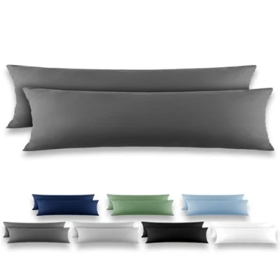 Image de REDKEY Taie de Traversin 40x145 Gris foncé Lot 2 Taies d&#039;Oreillers 40 x 145 Carré en Microfibre Brossée, Housse Oreiller Coussin avec sa Fermeture à Rabat (sans Éclair)