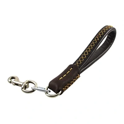 Image de Laisse Courte en Cuir pour Chien,35cm Poignée Chien Marcher avec Rembourrée et 360 Mousqueton Rotatif Chiens de Moyenne Grande Taille(Largeur 2cm)