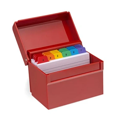 Image de Osco RED Hi Gloss Index Box with 100 Cards and Coloured Tabs AIBOX