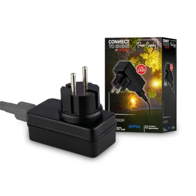 Image de BRILONER Système de jardin Connect to Shine 12V, transformateur 24W, pour alimentation jusqu&#039;à 15m, IP67 contre l&#039;immersion temporaire, fiche, 10x4,5x7,5 mm, noir