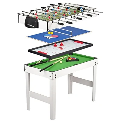 Image de Leomark Table 4 Jeux en 1 Billard, babyfoot, Hockey de et ping Pong à Jouer Multifonction multijeux Dim: 120 x 61 82 (Hauteur) cm