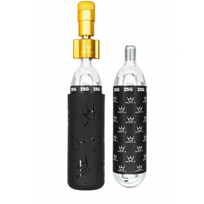 Image de Peaty&#039;s Holeshot Kit de gonflage Pneu CO2 25 g Design Compact Unique pour Un Flux d&#039;air Maximal et Rapide, VTT 2 x Manchon Protection Contre Le Gel, Doré