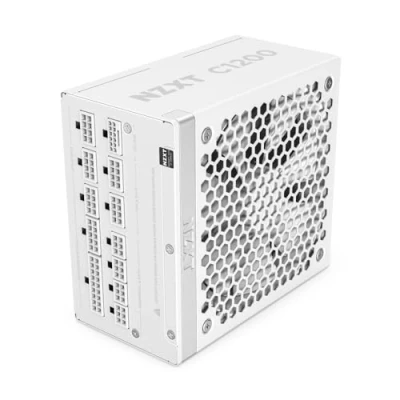 Image de NZXT C1200 Gold ATX 3.1 Alimentation entièrement modulaire et silencieuse pour jeux vidéo sur PC 1200 watts 80 PLUS Connecteur 12 V 2x6 Condensateurs 100 % japonais Blanc