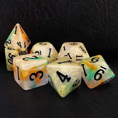 Image de Bescon Magical Stone Dice Set Series, 7pcs Polyhedral RPG Gold Ore, Polybag Packing