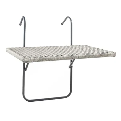 Image de Table suspendue de balcon 60382 Aspect rotin 60 x 40 cm pliante à suspendre Gris