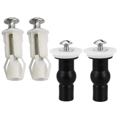 Image de Fixation Abattant WC Vis,4 Pièces Fixations Charnières Universel Toilettes à Charnière Vis D&#039;expansion pour WC,Rechange