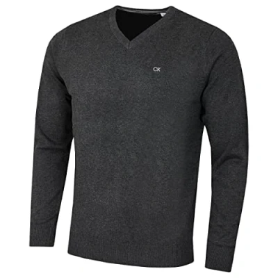 Image de Calvin Klein Pull à col en V Coton Doux pour Homme Charcoal L