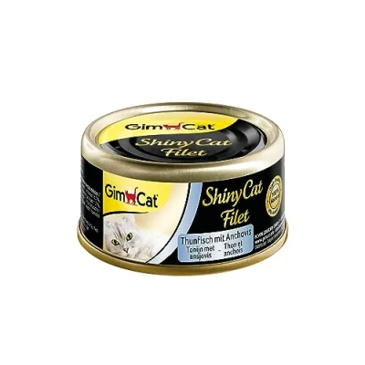 Image de GimCat ShinyCat filet Thon aux anchois Aliment pour chats à base de juteux sans sucre ajouté adultes 48 boîtes (48 70 g)