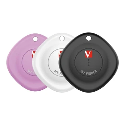 Image de Verbatim My Finder Lot de 3 trackers Bluetooth pour Sac à Dos, Valise, Portefeuille, clés, etc. Compatible avec Apple « Où est ? » Batterie remplaçable