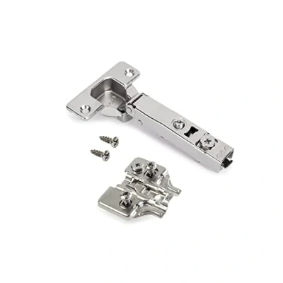 Image de Emuca Kit de charnières Droites X92N, à Visser, complément Montage Mixte, 105º d&#039;ouverture. Nickel satiné, 20 pièc.