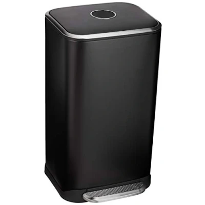 Image de Amazon Basics Poubelle rectangulaire à fermeture douce noir, 32 L