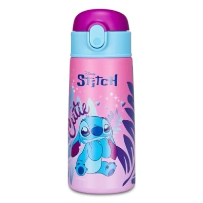 Image de Gourde isotherme LILO &amp; STITCH pour enfants avec paille, 460 ml, pas de PBA, école primaire, acier inoxydable, maintien la température jusqu&#039;à 24h