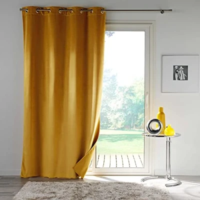 Image de Douceur d&#039;Intérieur Rideau A Oeillets, Jaune, 135 x 260 CM