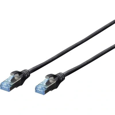 Image de DIGITUS Câble LAN Cat 5e 0,5m CCA Réseau Avec RJ45 SF/UTP Blindé Compatible 6 &amp; 5 Noir