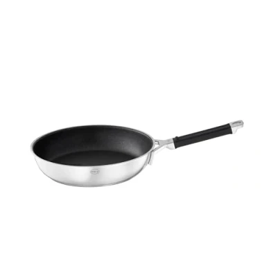 Image de RÖSLE Poêle à Frire SILENCE PRO avec Revêtement Anti adhésif, Manche en Silicone, Acier Inoxydable 18/10 Convient pour l&#039;Induction, Passe au Lave Vaisselle, 24 cm