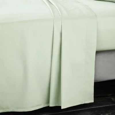 Image de Bianca Drap Plat Double en Satin de Coton 400 Fils Vert