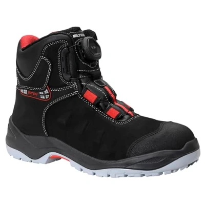Image de ELTEN Chaussures de sécurité Till BOA Mid ESD S3, Homme, Cuir, Embout Acier, léger, Robuste, Noir/Rouge, Pointure : 43