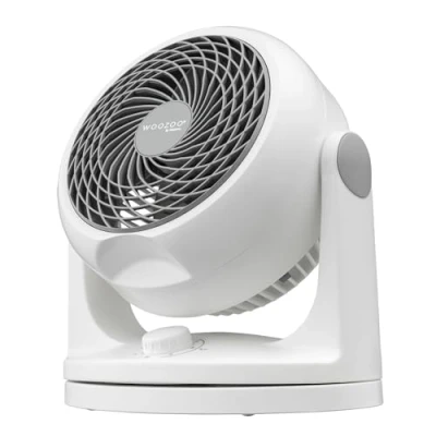 Image de Iris Ohyama Woozoo Ventilateur de Table, 23m², Bureau, Blanc, 3 Vitesses, Silencieux, Oscillation, Idéal pour Chambre, Salon, Cuisine, Refroidisseur d&#039;air, Puissant, PCF HD18