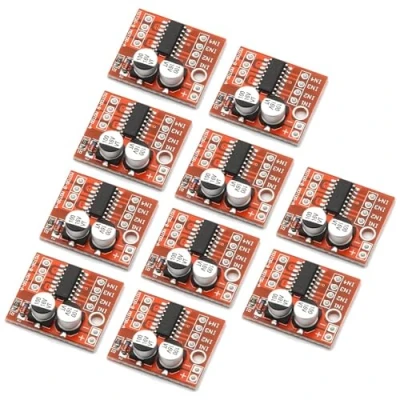 Image de Mini L298N Module de carte d&#039;entraînement 2 voies CC 1,5 A avant et arrière PWM Régulation la vitesse Double pont en H Moteur pas à (10)