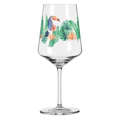 Image de Ritzenhoff 2931013 Verre à apéritif de 500 ml Série Sommertau Motif n 13 avec un toucan coloré Fabriqué en Allemagne, Vert, Bleu, Orange.