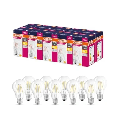 Image de OSRAM LED Star Valeur Classic A40 lampe pour la prise E27, forme de poire, fil, 470 lumens, blanc chaud (2700k), remplacement des ampoules 40W conventionnelles, non dimmables, 10 pack