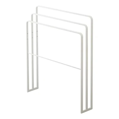Image de Yamazaki 4979 Tower Porte Serviettes de Bain avec 3 Barres, Blanc, Acier, Minimaliste, 70 x 14 81 c m