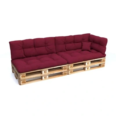 Image de POKAR Set de 6 Coussins Matelassé pour Palettes Euro: 2X Assise 120x80cm + Dossier 120x40cm 1x 60x40cm Coussin 40x40cm, Canapé Jardin, sans Palette, Rouge Foncé