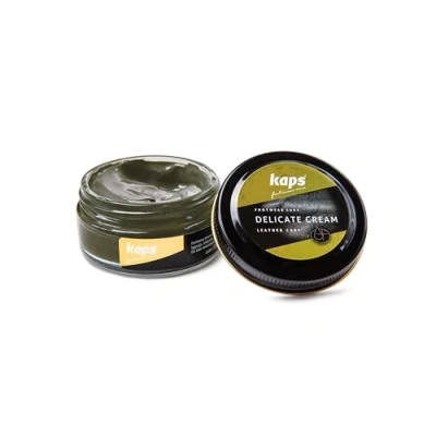 Image de Kaps Crème Délicate De Cirage Cuir Naturel Et Synthé Soin Chaussures Professionnel Intensif Du Nourrissant Pot Verre 50ml Plusieurs Couleurs (134 Olive Verte)