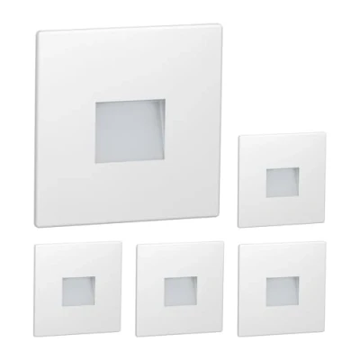 Image de ledscom.de 5 pièces LED lumière d&#039;escalier/lampe murale encastrée FOW pour l&#039;intérieur et l&#039;extérieur, downlight, carré, 85 x 85mm, blanc froid