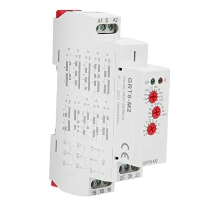 Image de Relais Temporisé, GRT8 M2 AC 220V Temporisé à 10 Fonctions Multifonctionnel Montage sur Rail DIN